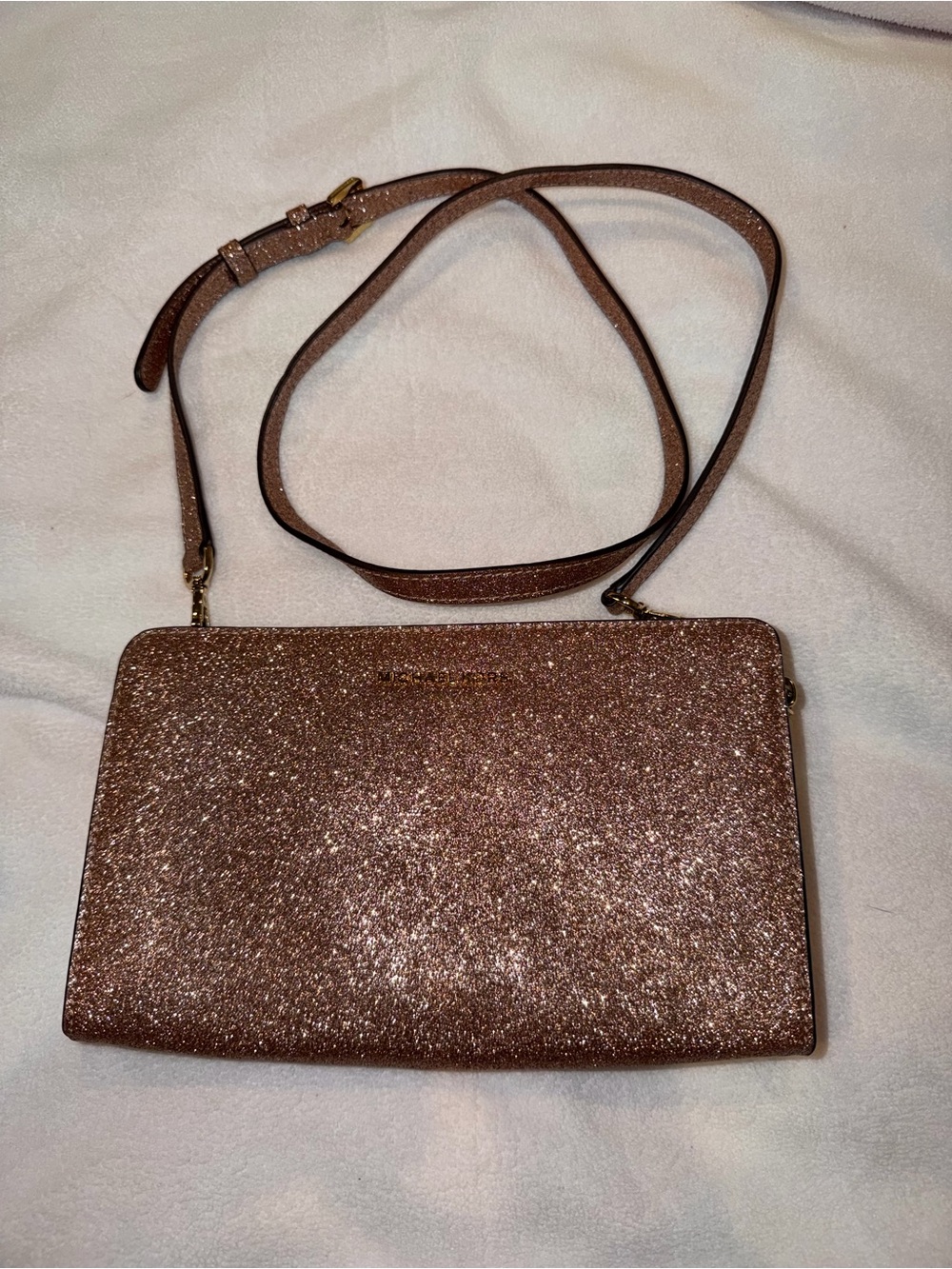 Michael Kors Glitter Crossbody Bag - Rose Gold